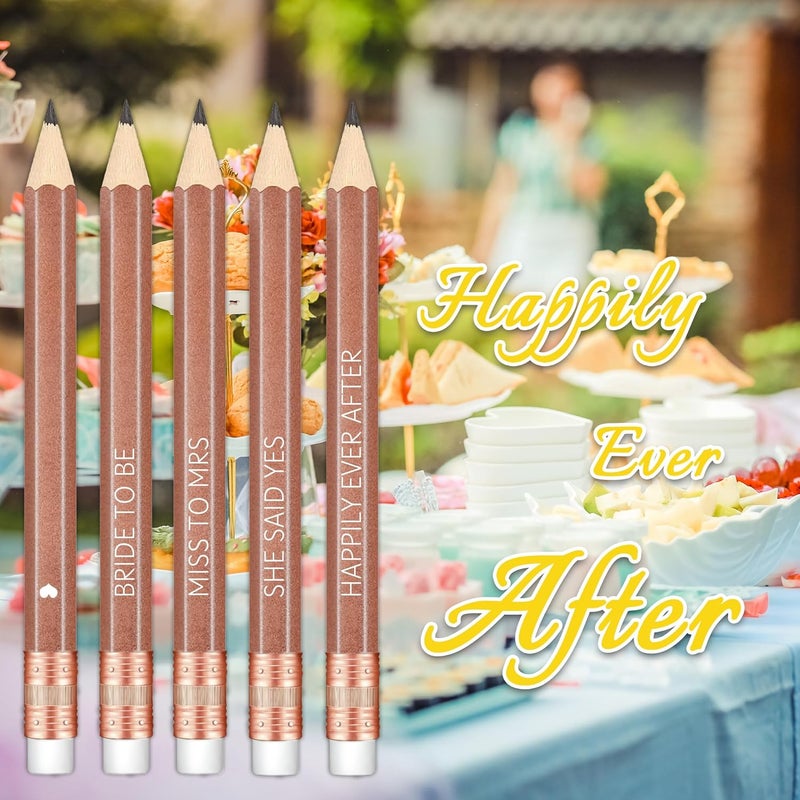 Vusnud 50Pcs - Bridal Shower Sharpened Half Pencils with Erasers, Pre-sharpened Pencils for Bridal Shower & Wedding Games, 4 Inches (Rose Gold - Bridal) - Image 4